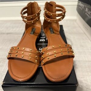 White House Black Market Tan Studded Sandals - Marlee, Size 8